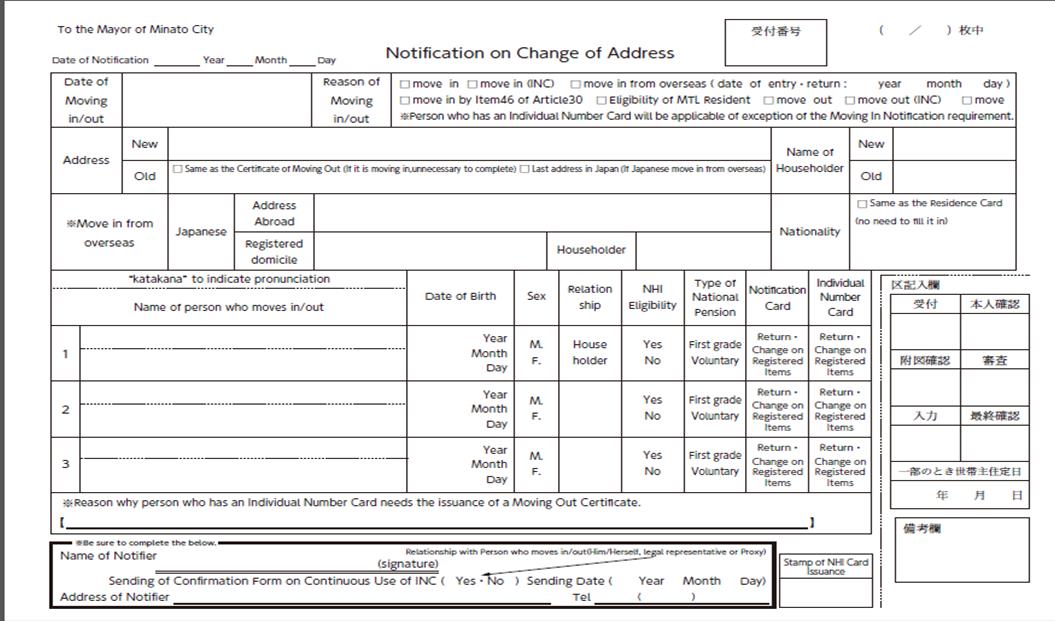 Jyumin Idou Todoke (Notification on change Address)